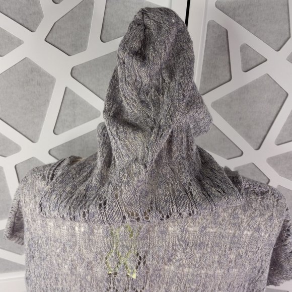 Anthropologie Moth S Pointelle Hooded Sweater Tunic Linen Blend Pullover - Picture 9 of 16